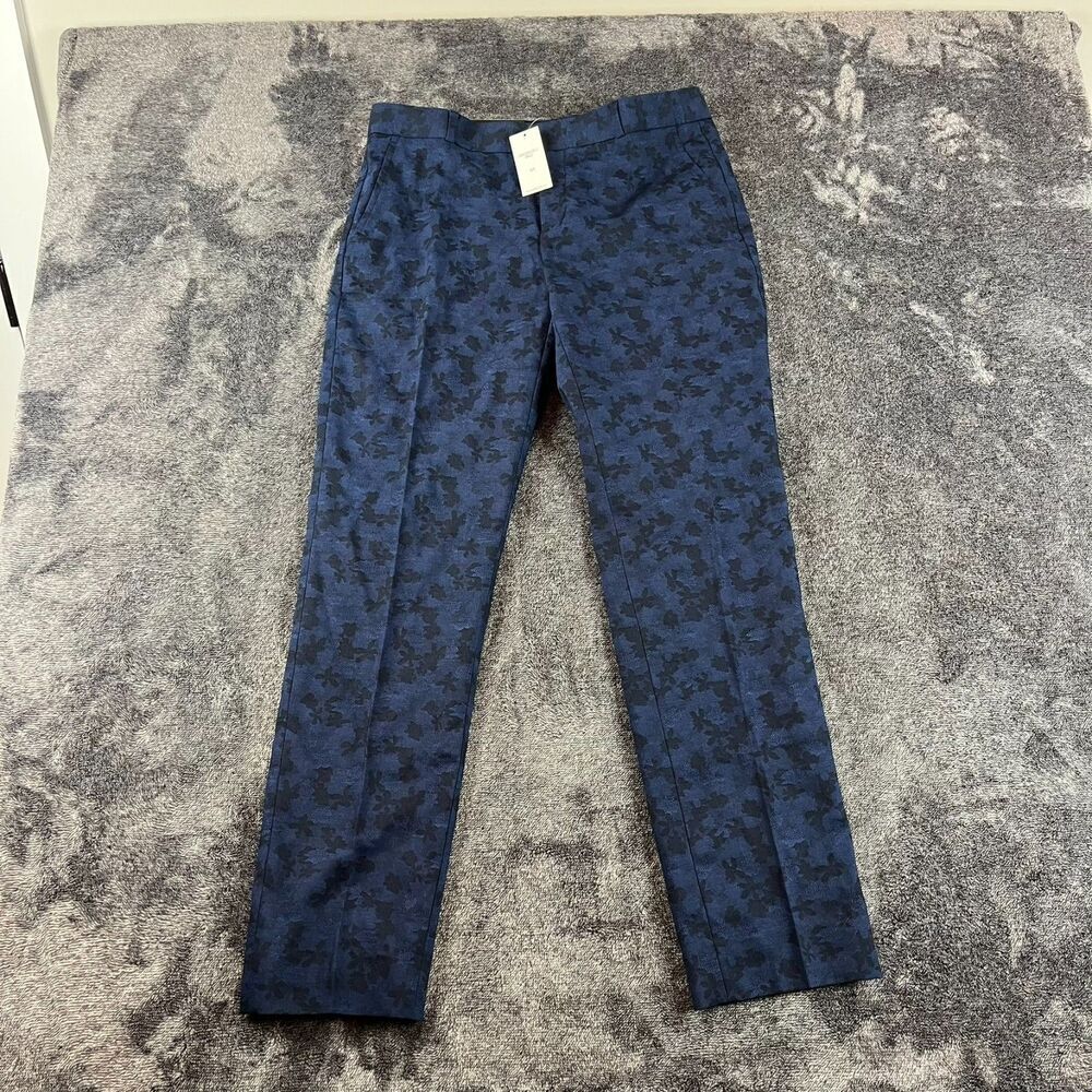 Banana Republic Marzotto Ryan Dress Pants Floral Navy Blue Black Wool 6R NWT